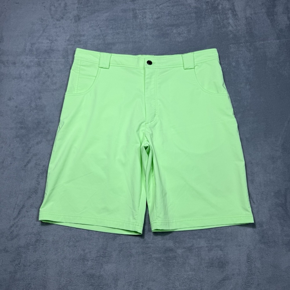 Straight Down Shorts Mens 36 Electric Lime Green Golf Performance Stretch Chino